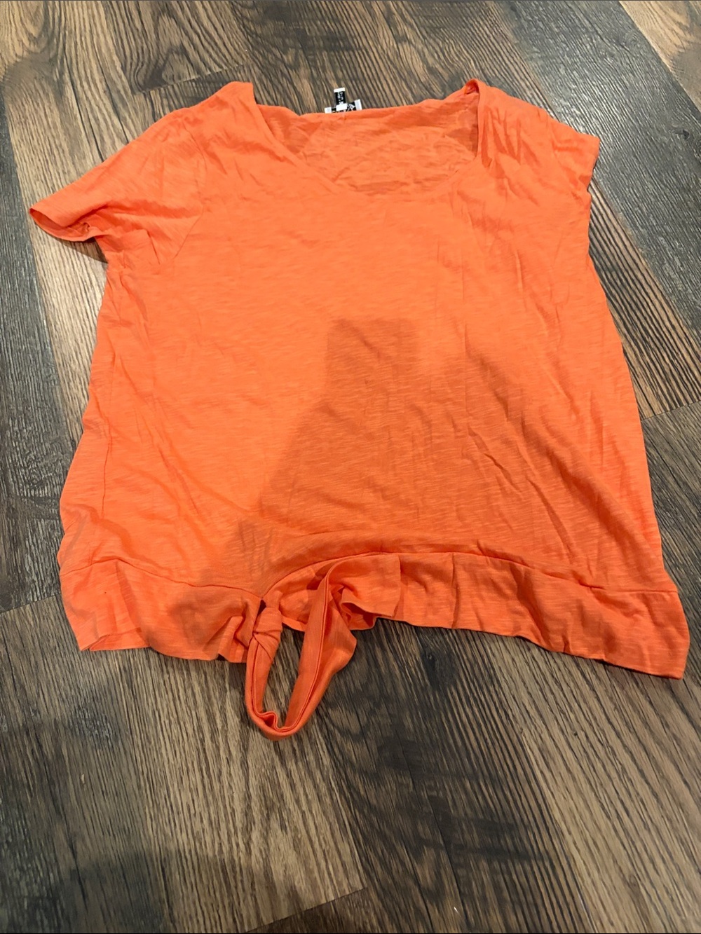Olivia Sky Short Sleeve Tie-Front Crop Top - Orange